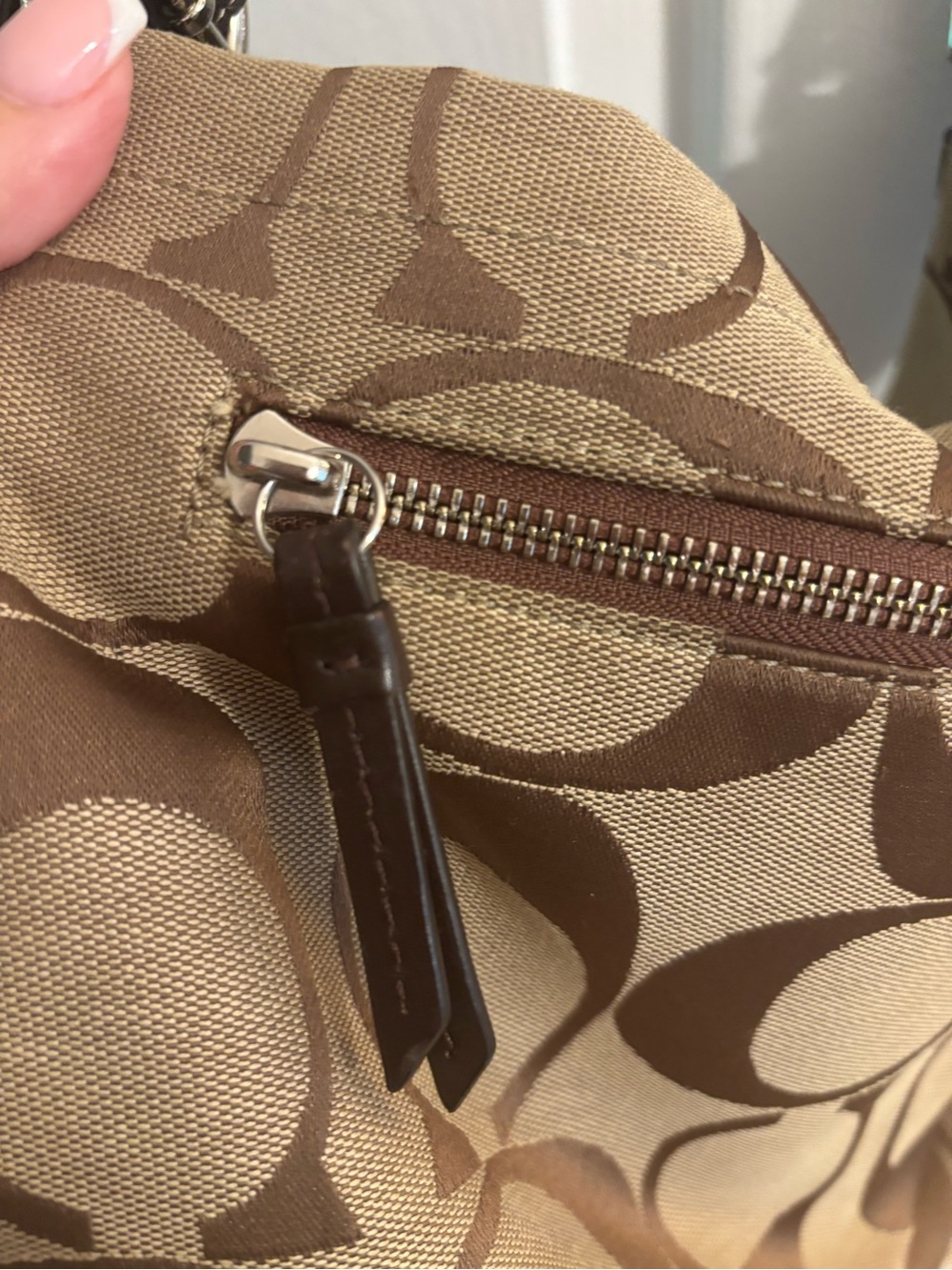 Coach Brown/Tan Signature Canvas Shoulder Bag - Picture 7 of 10
